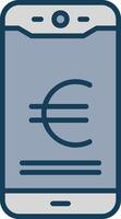 Euro Mobile Pay Line Filled Grey Icon vector