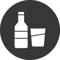 vino glifo invertido icono vector