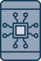 Mobile Technology Line Filled Grey Icon vector