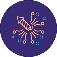 Firework Line Two Color Circle Icon vector