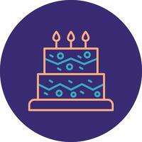 Cake Line Two Color Circle Icon vector