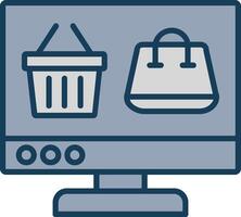 OnLine Filled Grey Shopping Line Filled Grey Icon vector