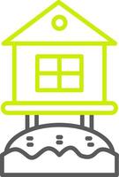 Beach Hut Line Two Color Icon vector