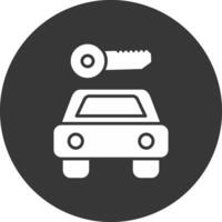 coche alquiler glifo invertido icono vector
