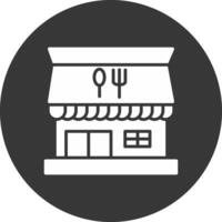 restaurante glifo invertido icono vector