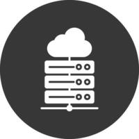 Hosting Server Glyph Inverted Icon vector