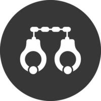 Handcuffs Glyph Inverted Icon vector