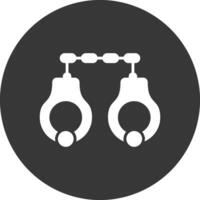 Handcuffs Glyph Inverted Icon vector