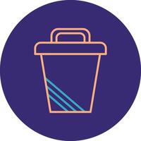 Trash Can Line Two Color Circle Icon vector