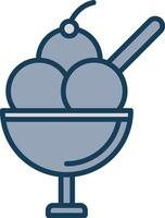 Ice Cream CUP Line Filled Grey Icon vector