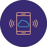 Mobile Cloud Line Two Color Circle Icon vector