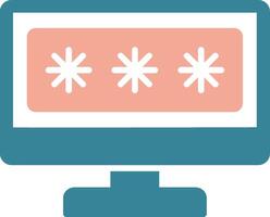 seguridad computadora contraseña glifo dos color icono vector