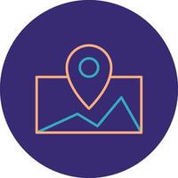 Map Line Two Color Circle Icon vector