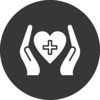 Heart Care Glyph Inverted Icon vector