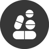 pastillas glifo invertido icono vector