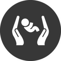 postnatal cuidado glifo invertido icono vector