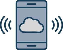 Mobile Cloud Line Filled Grey Icon vector