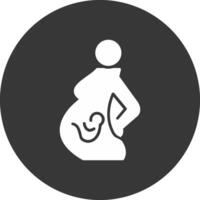 embarazo glifo invertido icono vector