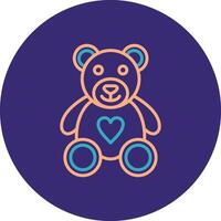 Bear Line Two Color Circle Icon vector