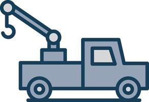 Tow Truck Line Filled Grey Icon vector