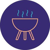 BBQ Grill Line Two Color Circle Icon vector