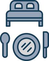 Bed And Breakfast Line Filled Grey Icon vector