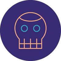 Skull Line Two Color Circle Icon vector