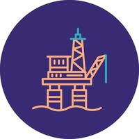 Drilling Rig Line Two Color Circle Icon vector