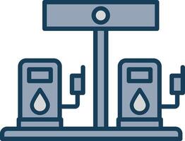 Petrol Station Line Filled Grey Icon vector