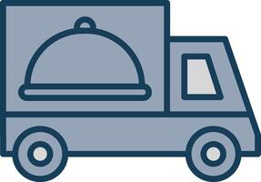 Food Delivery Line Filled Grey Icon vector