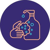 Hand Wash Line Two Color Circle Icon vector