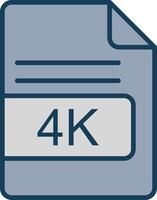 4K File Format Line Filled Grey Icon vector