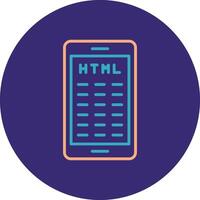 Mobile Coding Line Two Color Circle Icon vector