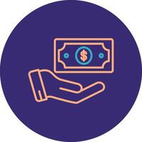 Cash Line Two Color Circle Icon vector