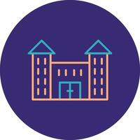 Victorian House Line Two Color Circle Icon vector