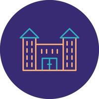 Victorian House Line Two Color Circle Icon vector