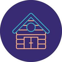 Cabin Line Two Color Circle Icon vector