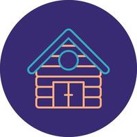 Cabin Line Two Color Circle Icon vector