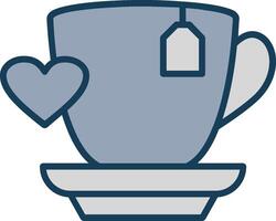 Love Coffee Line Filled Grey Icon vector