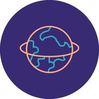 Planet Line Two Color Circle Icon vector