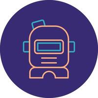 Astronaut Helmet Line Two Color Circle Icon vector