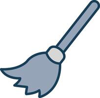 Broom Line Filled Grey Icon vector