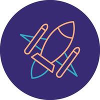 Rocket Ship Line Two Color Circle Icon vector