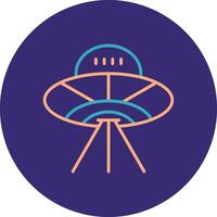 Alien Spaceship Line Two Color Circle Icon vector