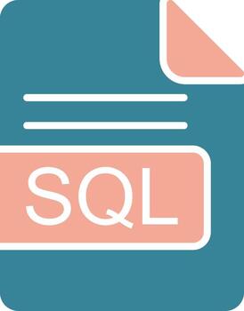 sql archivo formato glifo dos color icono vector