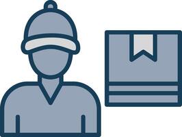 Delivery Man Line Filled Grey Icon vector