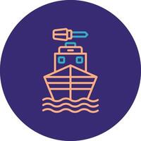 Boat Line Two Color Circle Icon vector