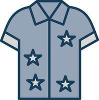 hawaiano camisa línea lleno gris icono vector
