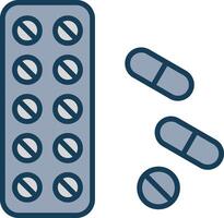 Pills Line Filled Grey Icon vector