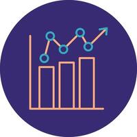 Bar Chart Line Two Color Circle Icon vector